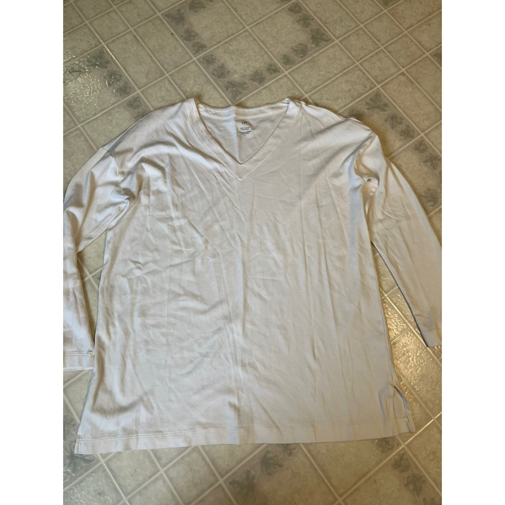 J. Jill Ivory V-Neck Long Sleeve Simply Supima Cotton V-Neck Tunic Top sz Medium